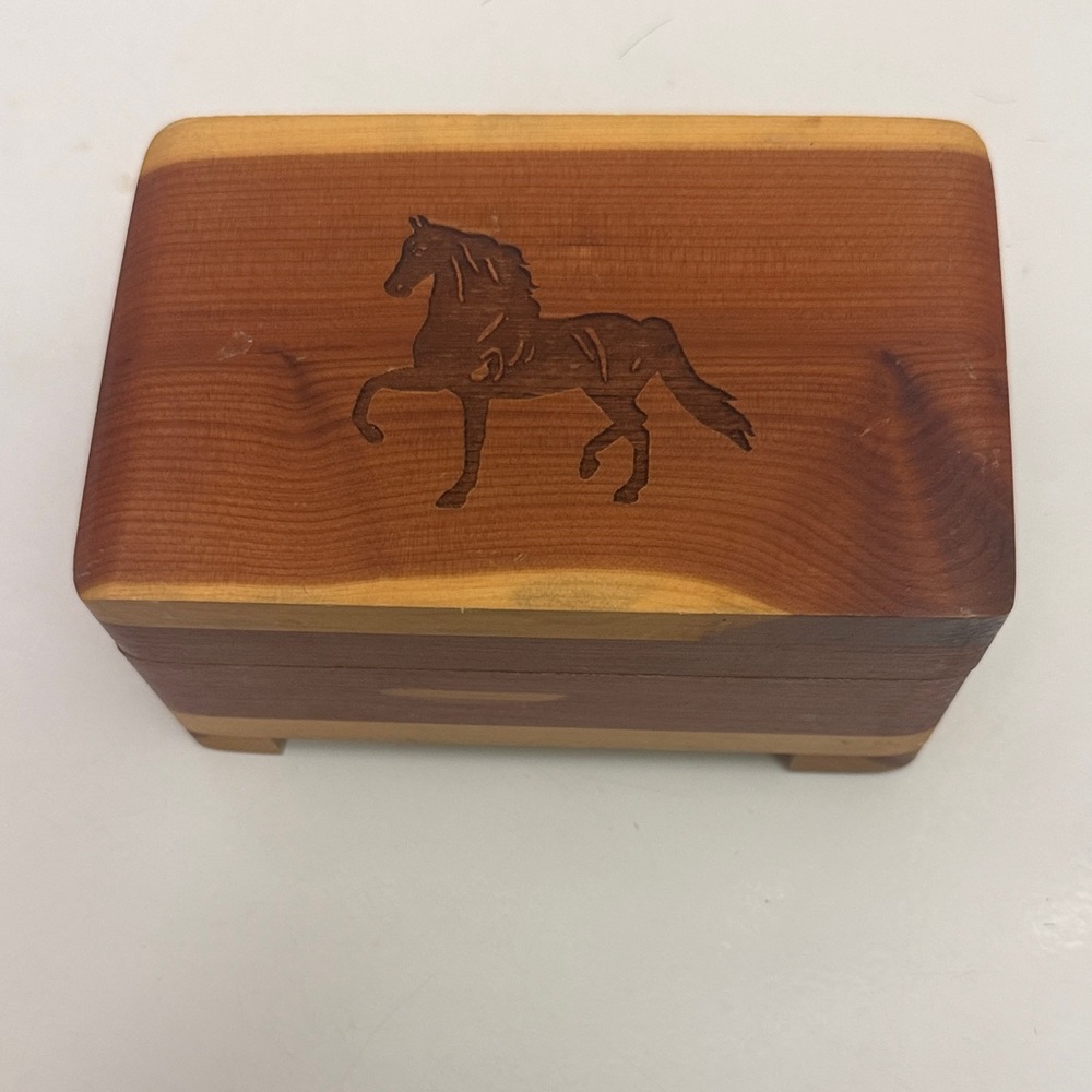 Small wooden Morgan horse jewelry box